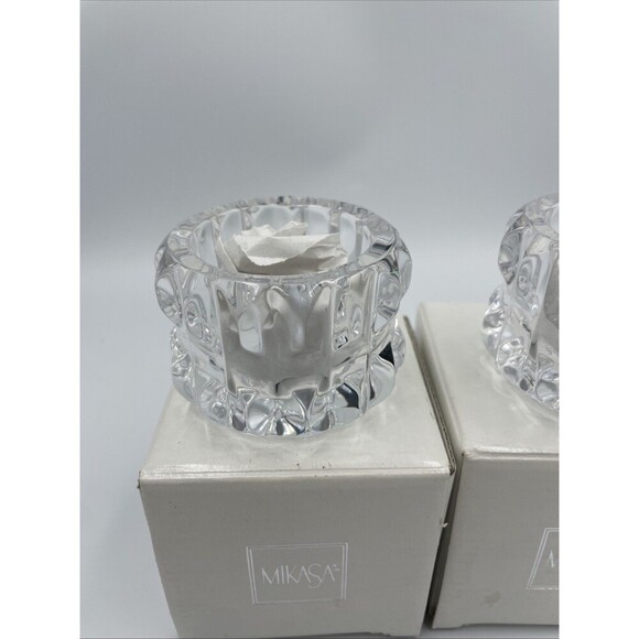 Mikasa Round Crystal Votive Candle Holder Impulse Set Of 2 New 2 Inches NIB - Picture 2 of 10